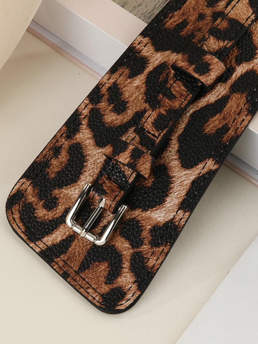 Women's Leopard Leather Asymmetric Print Waist Belt – ModClo