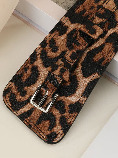 Women's Leopard Leather Asymmetric Print Waist Belt – ModClo