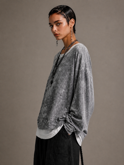 Women's Long Sleeve Washed Faux Top – ModClo
