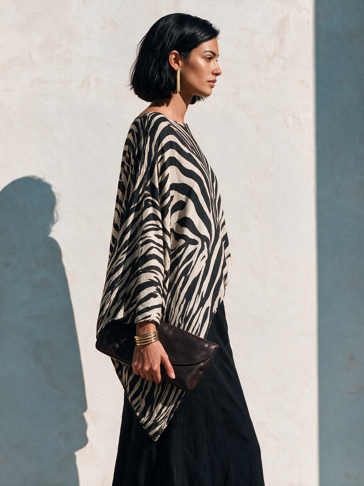 Women's Zebra-Print Asymmetric Hem Cotton-Blend Top – ModClo
