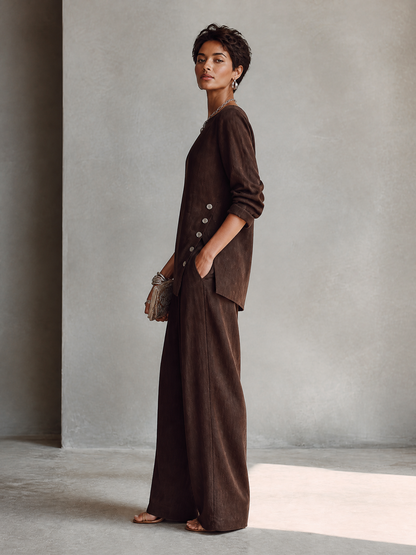 Women's Linen Asymmetric Trouser Set – ModClo