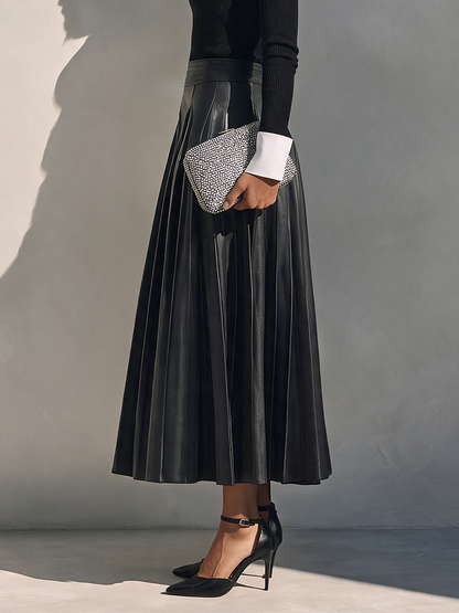 Women's Leather Pleated Skirt – ModClo