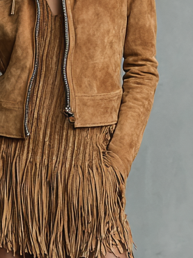 Women's Suede Zipper Lapel Jacket – ModClo