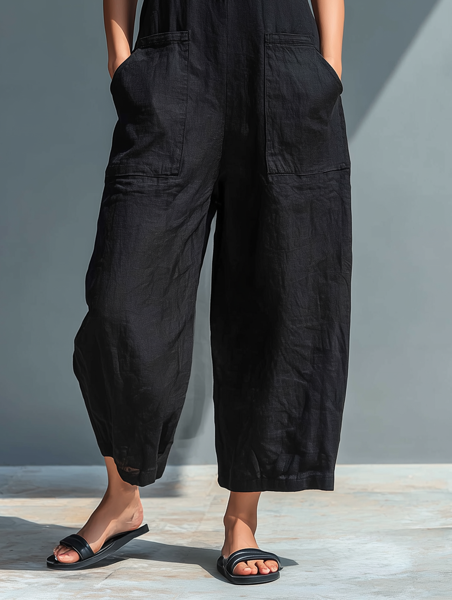 Women's Linen Sleeveless Stand Collar Jumpsuit – ModClo