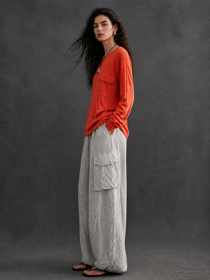 Women's Linen Cargo Trouser Set – ModClo
