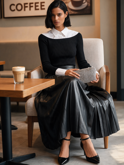 Women's Knit Faux Layer Skirt Set – ModClo