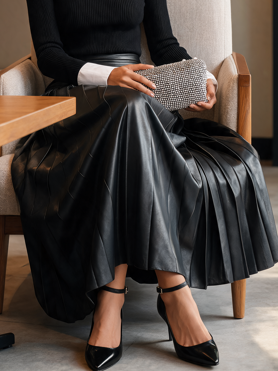 Women's Leather Pleated Skirt – ModClo
