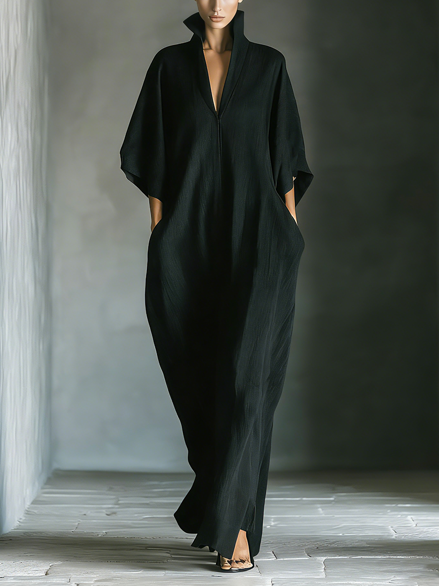 Women's Black Cotton Oversized Maxi Dress – ModClo