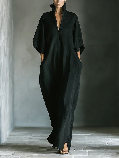 Women's Black Cotton Oversized Maxi Dress – ModClo