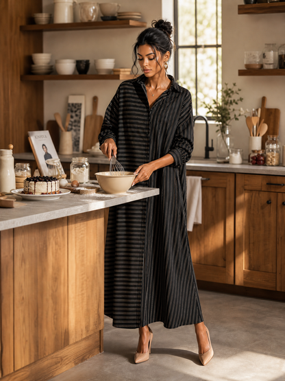 Women's Long Sleeve Striped Maxi Dress – ModClo