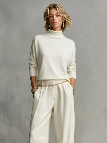 Women's Cream Knit Turtleneck Set – ModClo