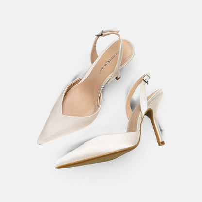 Satin Pointed-Toe Slingback Heels – ModClo, view 3
