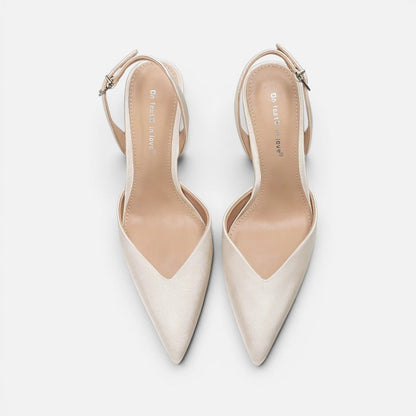 Satin Pointed-Toe Slingback Heels – ModClo, view 4