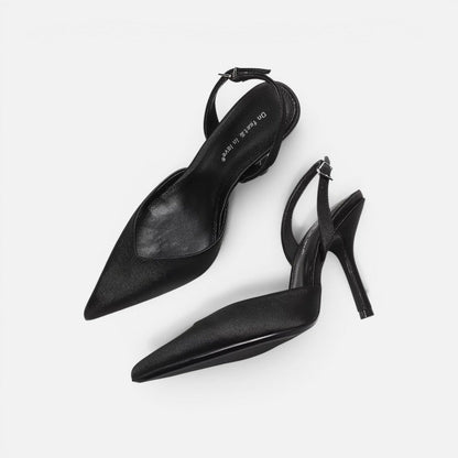 Satin Pointed-Toe Slingback Heels – ModClo, view 6