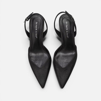 Satin Pointed-Toe Slingback Heels – ModClo, view 7