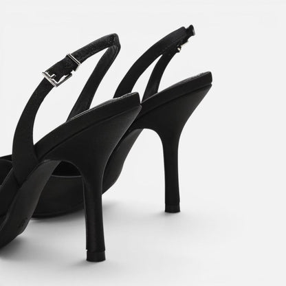 Satin Pointed-Toe Slingback Heels – ModClo, view 8