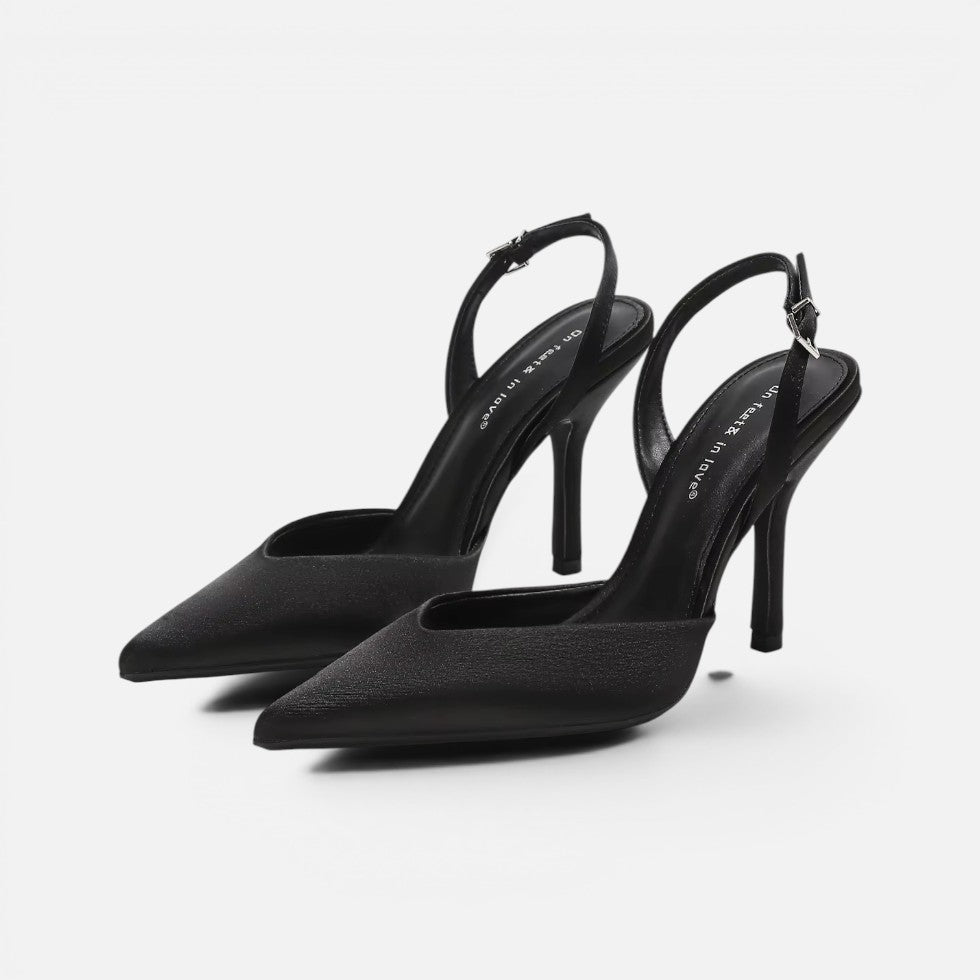 Satin Pointed-Toe Slingback Heels – ModClo, view 2