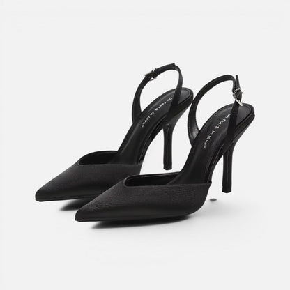 Satin Pointed-Toe Slingback Heels – ModClo, view 2