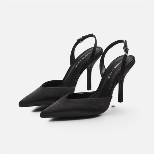 Satin Pointed-Toe Slingback Heels – ModClo, view 2