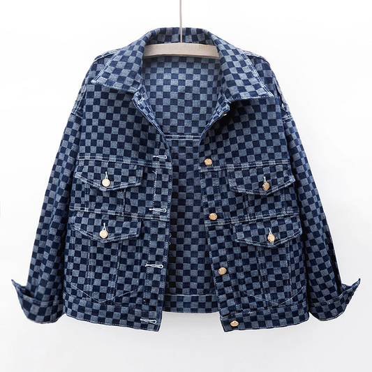 L'ateribélle Checkered Denim Jacket