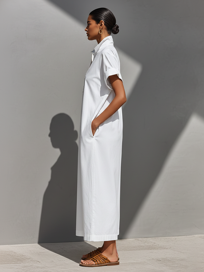 Women's White Cotton Shirt Dress – ModClo