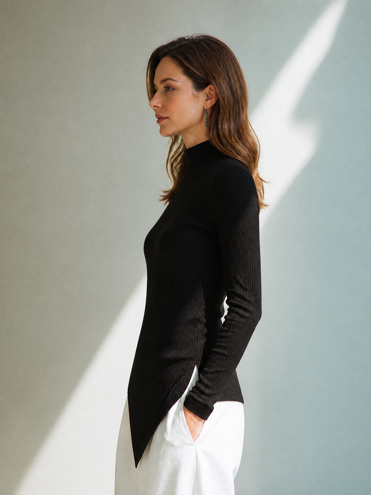 Women's Knit Long Sleeve Asymmetric Top – ModClo