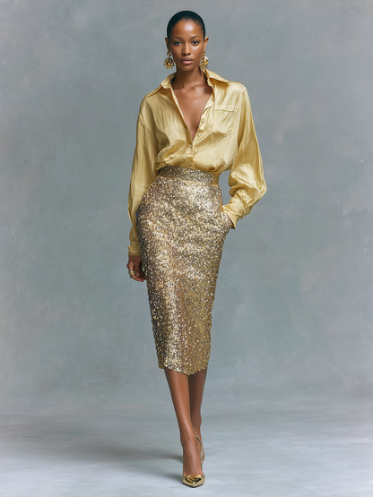 Women's Long Sleeved Shirt Skirt Set – ModClo