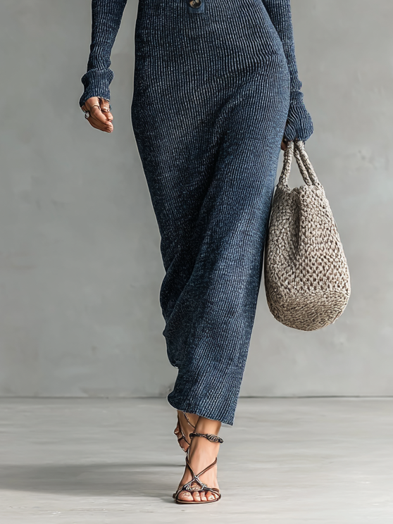 Women's Knit Hooded Slim Fit Maxi Dress – ModClo