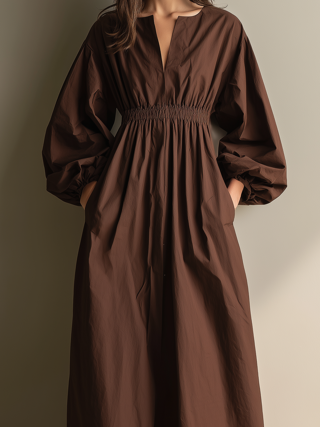 Women's Brown Linen Maxi Dress – ModClo