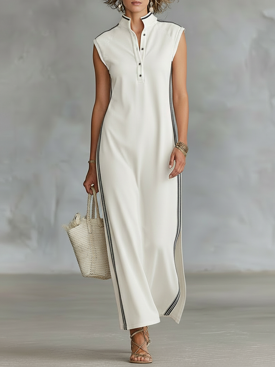 Women's Sleeveless Athletic Henley Maxi Dress – ModClo