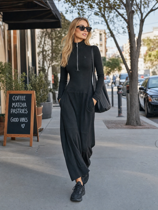 Women's Cotton Zipper Maxi Dress – ModClo