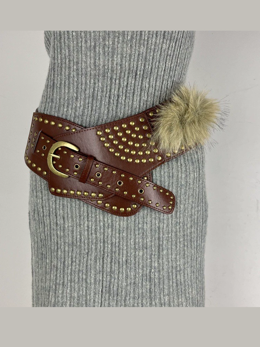 Women's Leather Fur Retro Belt – ModClo