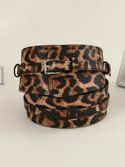 Women's Leopard Leather Asymmetric Print Waist Belt – ModClo