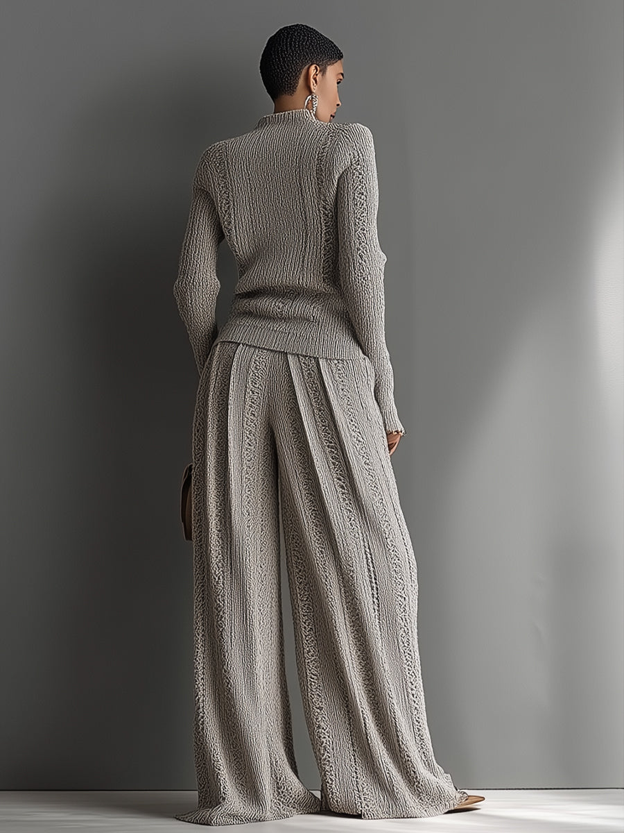Women's Taupe Knit Trouser Set – ModClo