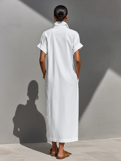 Women's White Cotton Shirt Dress – ModClo