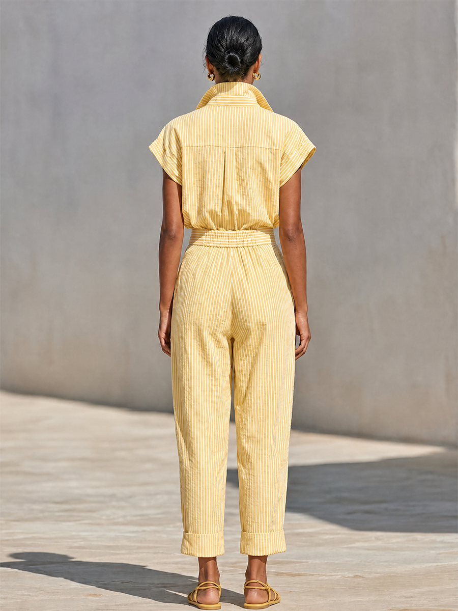 Women's Lemon Vertical Stripe Trousers – ModClo