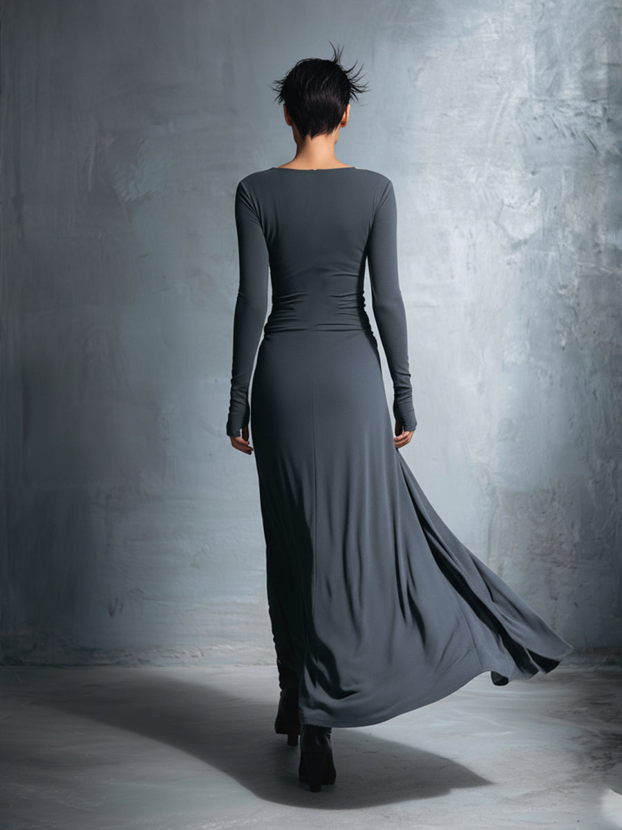 Women's Grey Stretch Wrap Maxi Dress – ModClo