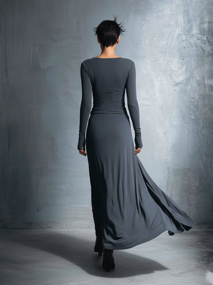 Women's Grey Stretch Wrap Maxi Dress – ModClo