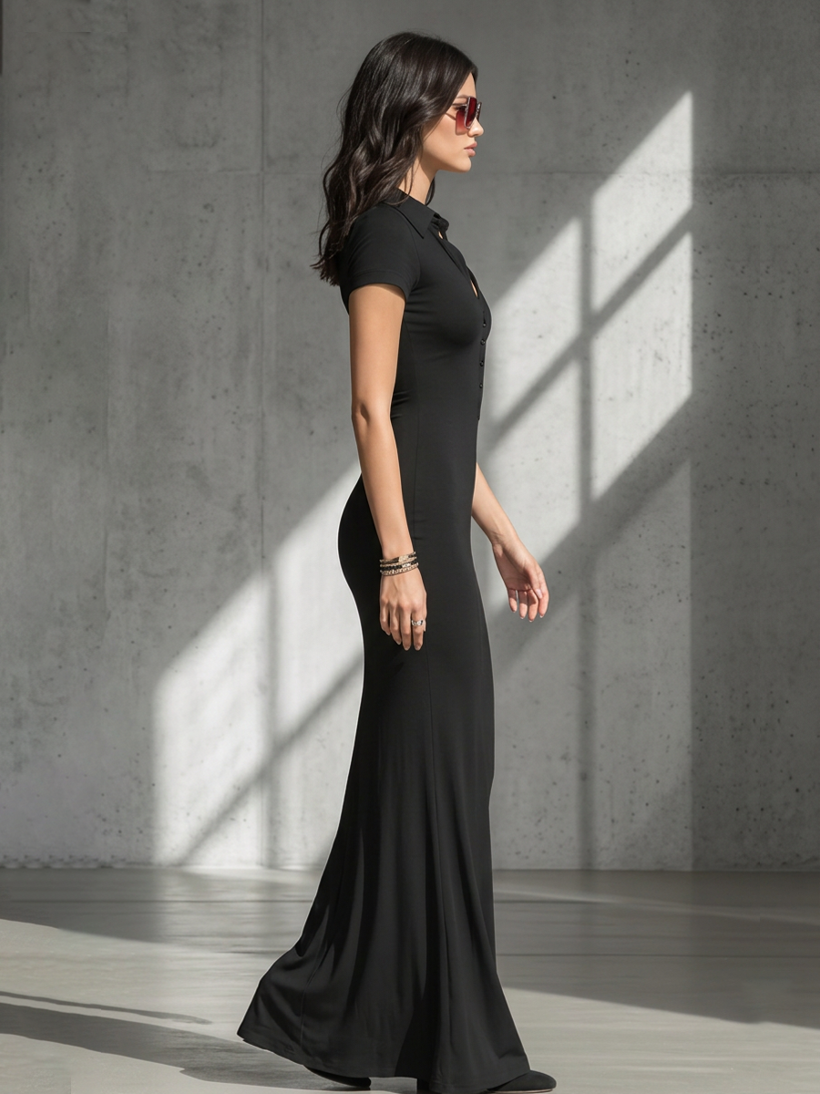 Women's Black Jersey Maxi Dress – ModClo