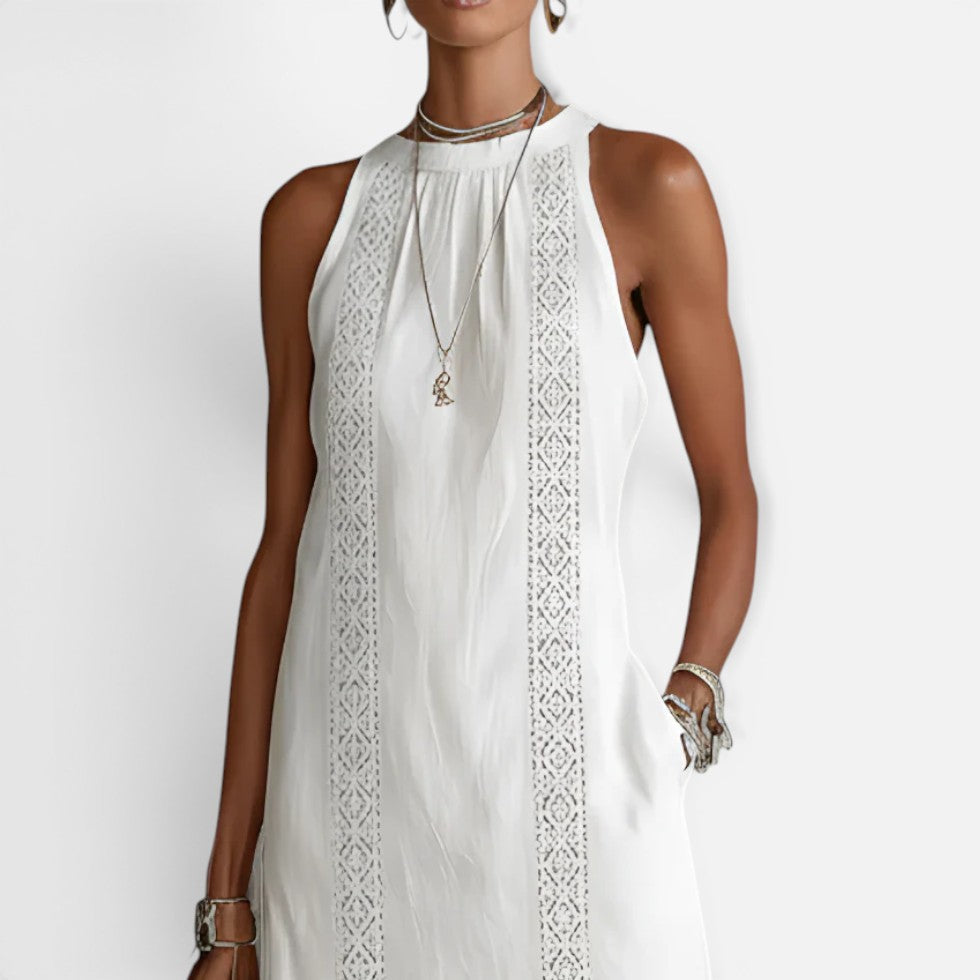 Sleeveless Midi Dress with Lace Detail – ModClo, view 3