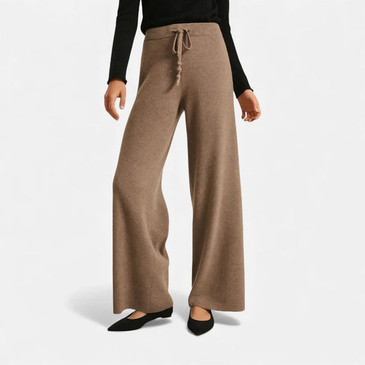 Wide Leg Knit Trousers with Drawstring