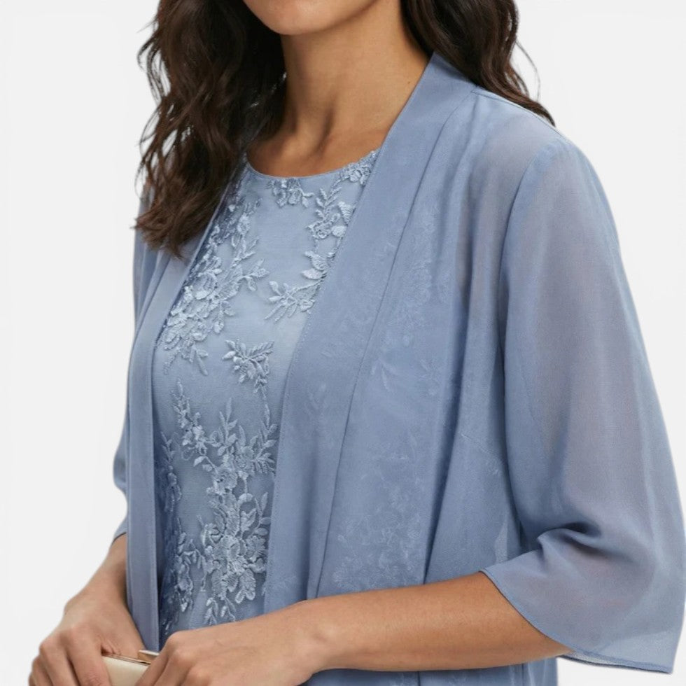Layered Lace Dress with Sheer Overlay