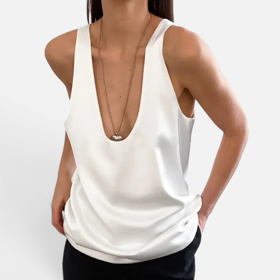 Sleeveless Deep V-Neck Loose Fit Top – ModClo, main view