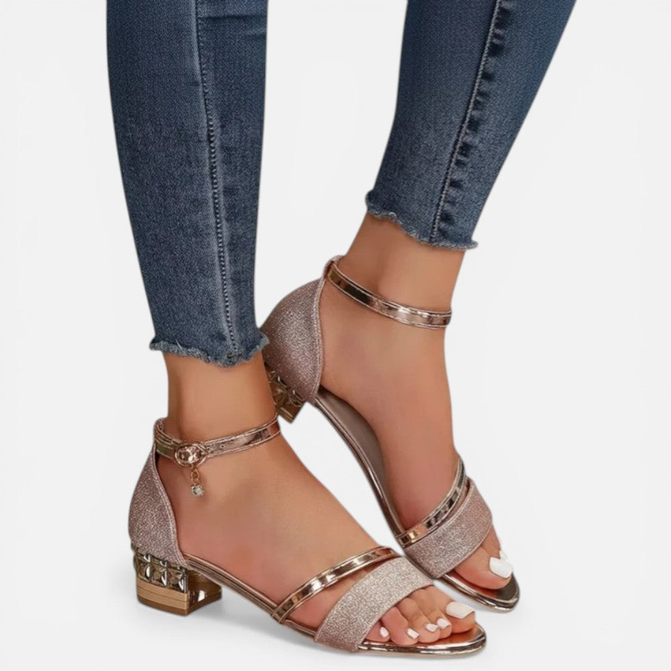 Orthopedic Strap Detail Block Heel Sandals
