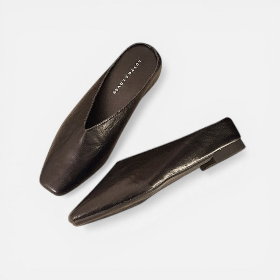 Slip-On Flat Mules Square Toe – ModClo, view 2