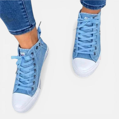 High Top Lace-Up Canvas Trainers – ModClo, view 3
