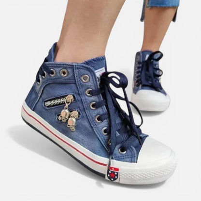 High Top Lace-Up Canvas Trainers – ModClo, view 6