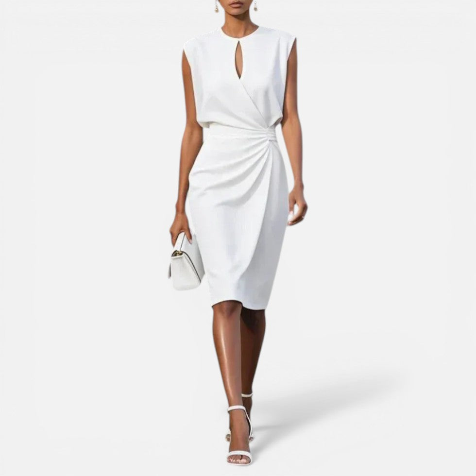 Sleeveless Draped Midi Dress
