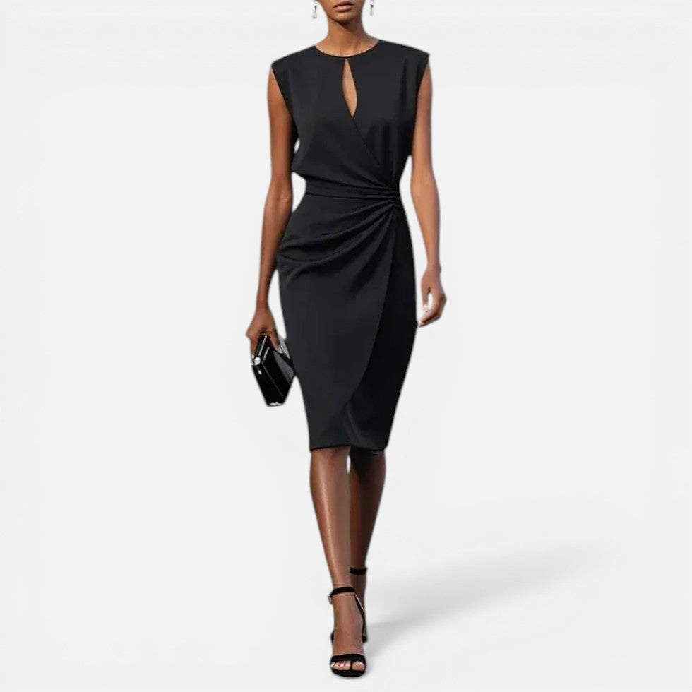 Sleeveless Draped Midi Dress