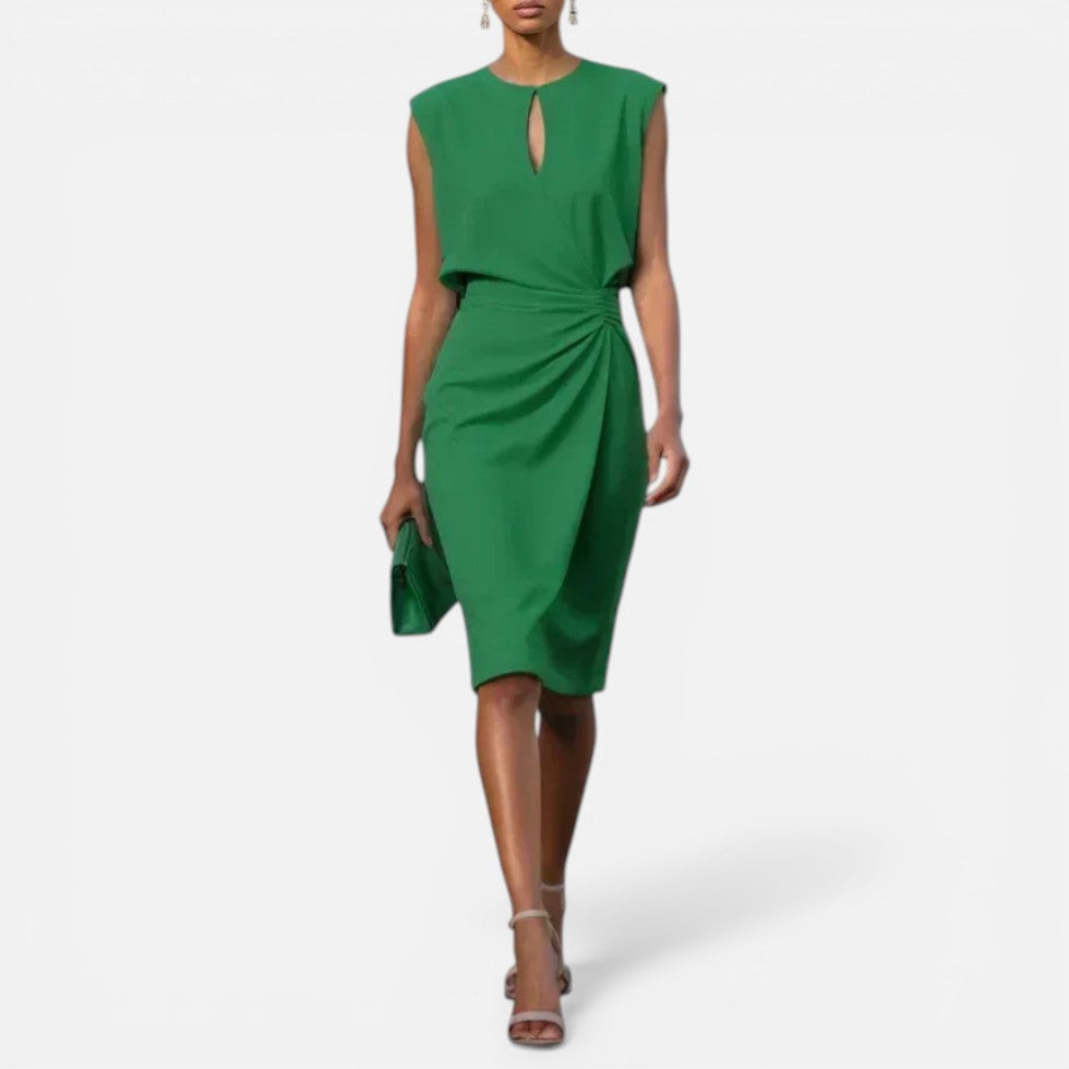 Sleeveless Draped Midi Dress